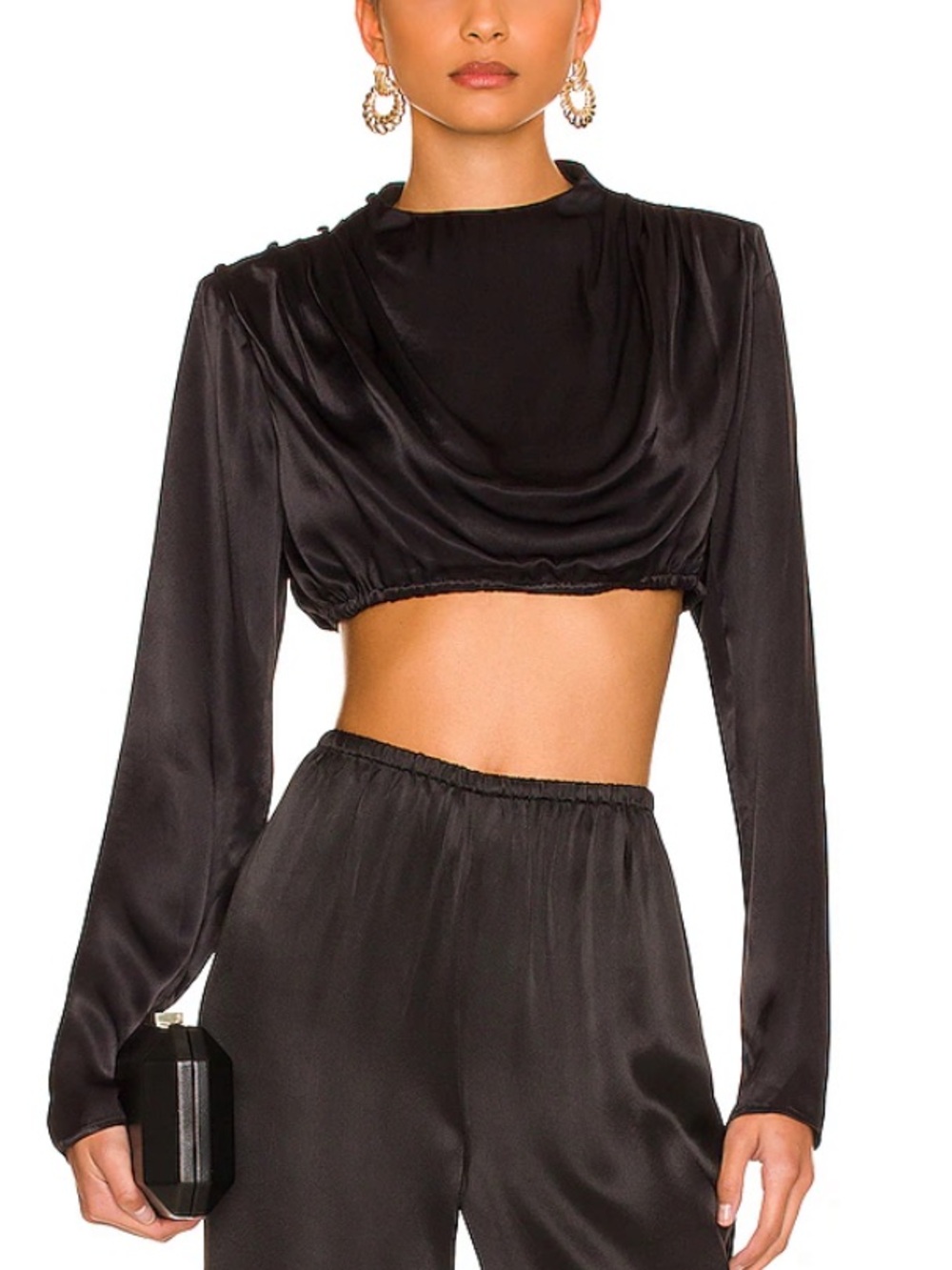 CAMILA COELHO Chelsie Crop Top in Black